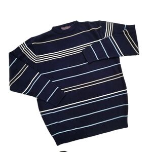 Matinee Couture RETRO Navy Stripe Sweater, Mens Medium